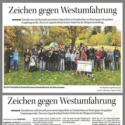 "Zeichen gegen Westumfahrung" Fränkischer Tag, 28.10.2025